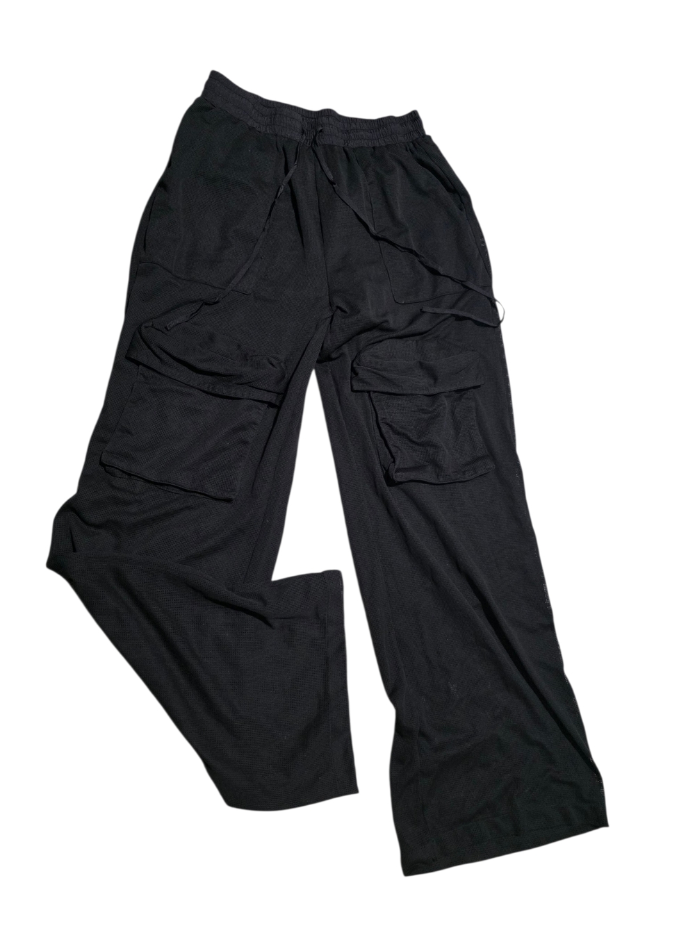 Fashion Nova Black Women's Wide Leg Mesh Cargo Pants Size L